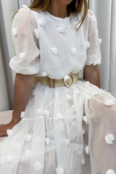 Solid Split Joint O Neck Cake Skirt Dresses Ins Street